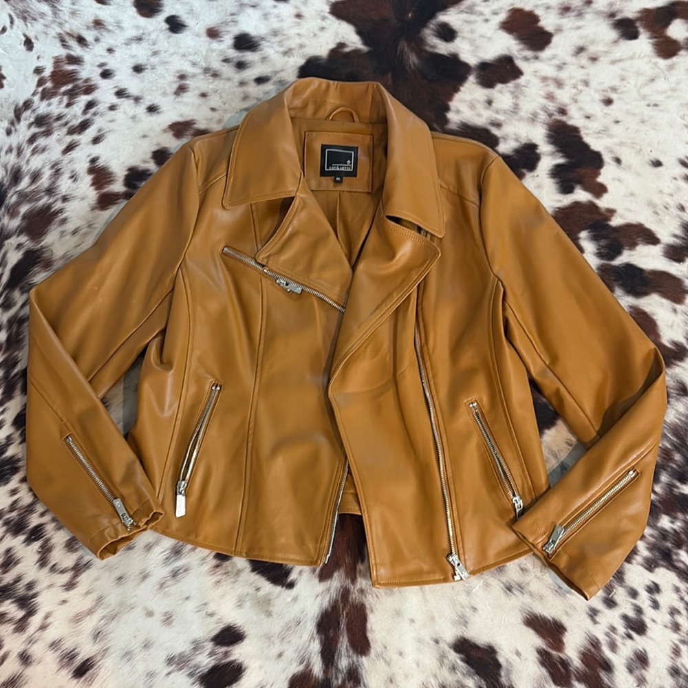 Lily and Lottie Tan Faux Leather Jacket